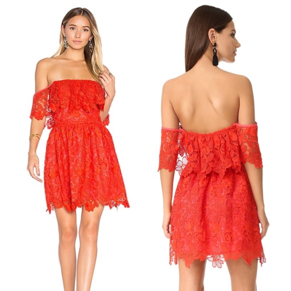 REVOLVE Dresses & Skirts - L&F revolve Orange lace off the shoulder dress